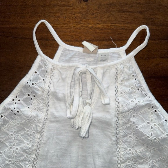 Roxy White Eyelet High Neck Sleeveless Bathing Suit Swim Cover Up Dress S - Picture 5 of 9